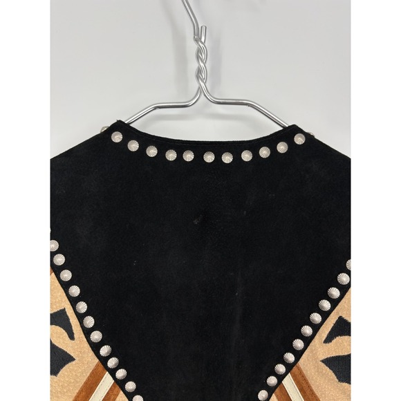 Cripple Creek Shawl Vest Western Leather Studded Bead Fringe Capelet Poncho - Picture 5 of 8